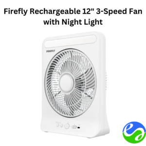 Firefly Rechargeable 12" 3-Speed Fan with Night Light