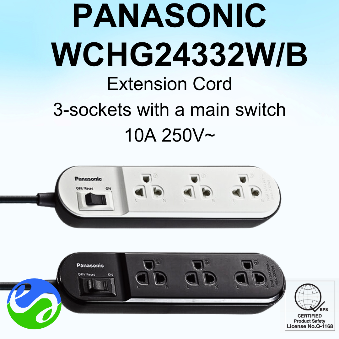 PANASONIC – Extension Cord 3-sockets with a Main Switch – WCHG24332