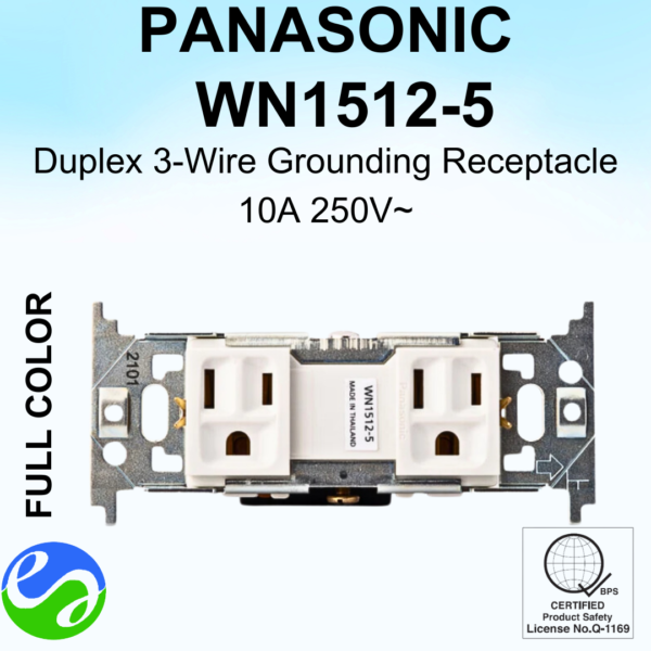 PANASONIC - FULL COLOR - Duplex 3-Wire Grounding Receptacle - WN1512