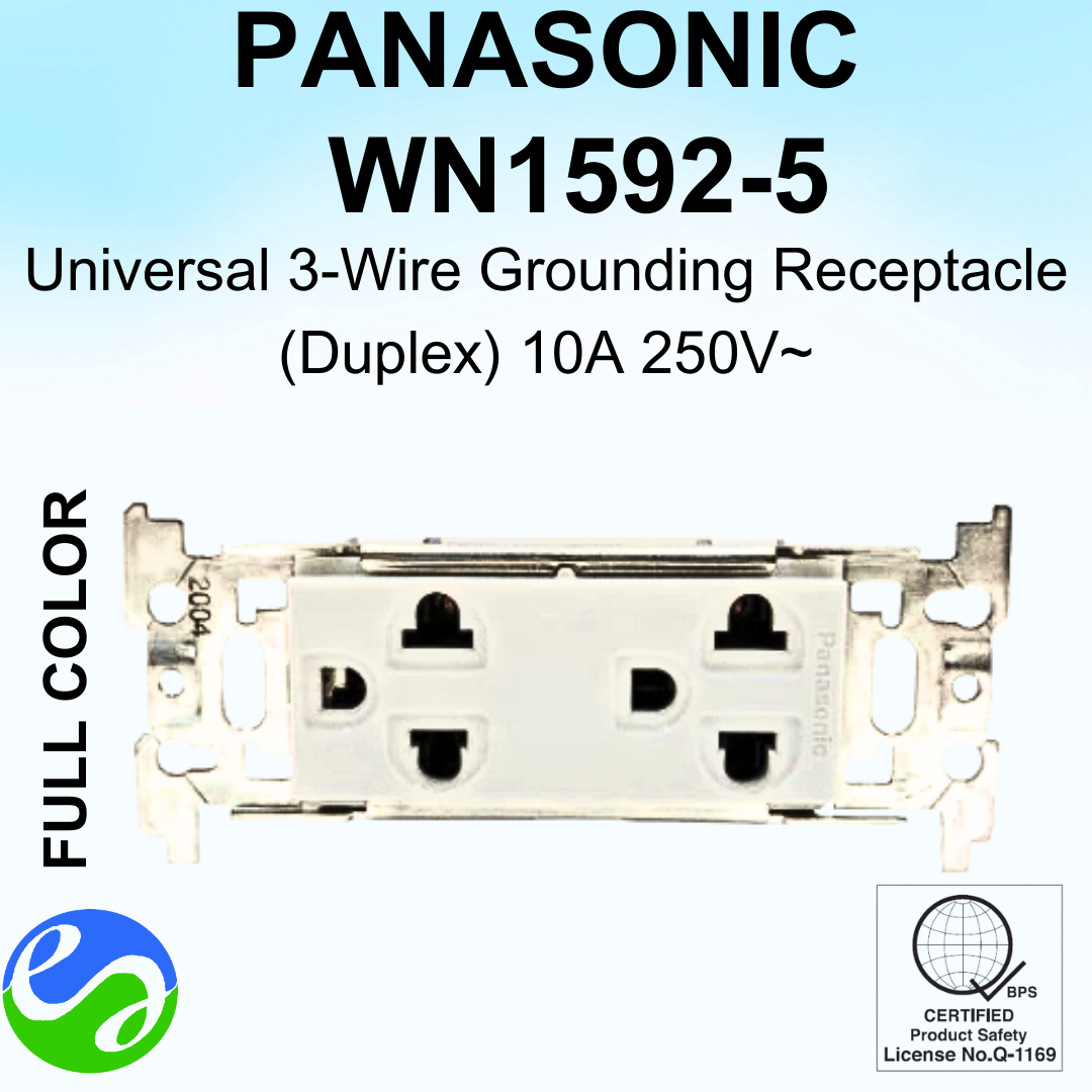 PANASONIC – FULL COLOR – Duplex Universal 3-Wire Grounding Receptacle – WN1592