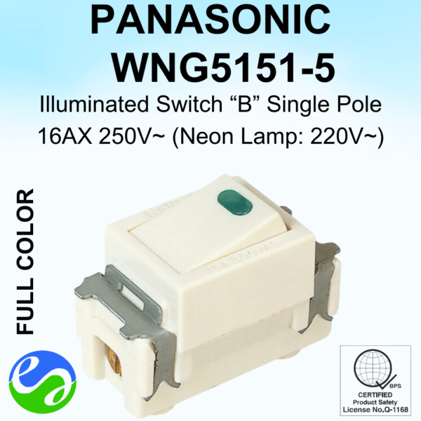 PANASONIC - FULL COLOR - Illuminated Switch _B_ Single Pole - WNG5151