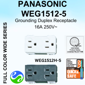 PANASONIC - WIDE SERIES -Grounding Receptacle (Duplex) - WEG1512