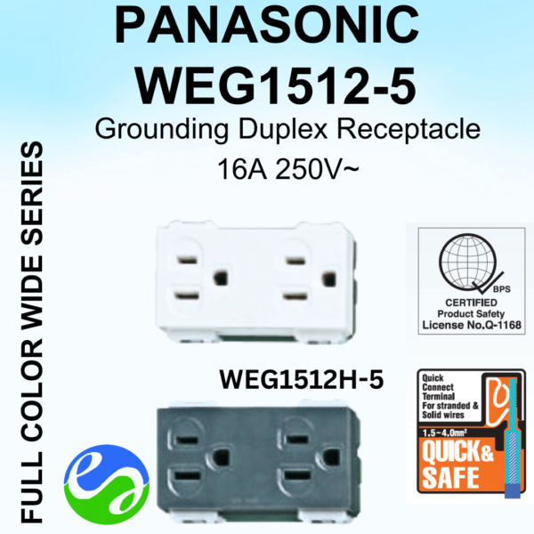 PANASONIC - WIDE SERIES -Grounding Receptacle (Duplex) - WEG1512-5