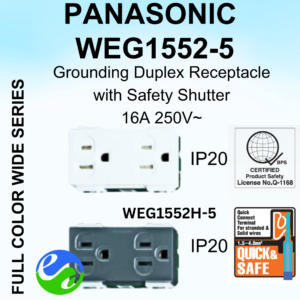 PANASONIC - WIDE SERIES -Grounding Receptacle (Duplex) - WEG1552