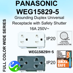 PANASONIC - WIDE SERIES -Grounding Universal Receptacle (Duplex) - WEG15829