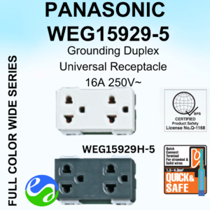 PANASONIC - WIDE SERIES -Grounding Universal Receptacle (Duplex) - WEG15929