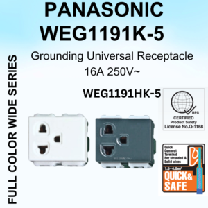 PANASONIC - WIDE SERIES - Grounding Universal Receptacle (Simplex) - WEG1191