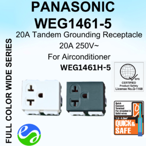 PANASONIC - WIDE SERIES - Tandem Grounding Receptacle (Simplex) - WEG1461