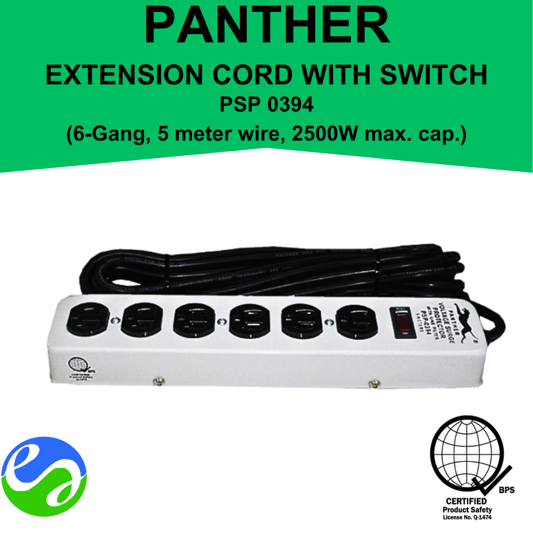 PANTHER – 6 Gang Extension Cord w/ Switch and 5 Meter Wire –  PSP 0394