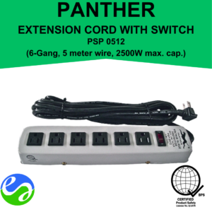 PANTHER - 6 Gang Extension Cord w/ Switch and 5 Meter Wire -  PSP 0512