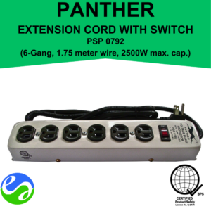 PANTHER - 6 Gang Extension Cord w/ Switch and 1.75 Meter Wire -  PSP 0792