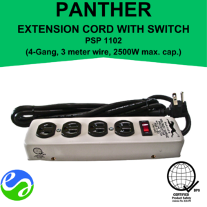 PANTHER - 4 Gang Extension Cord w/ Switch and 3 Meter Wire -  PSP 1102