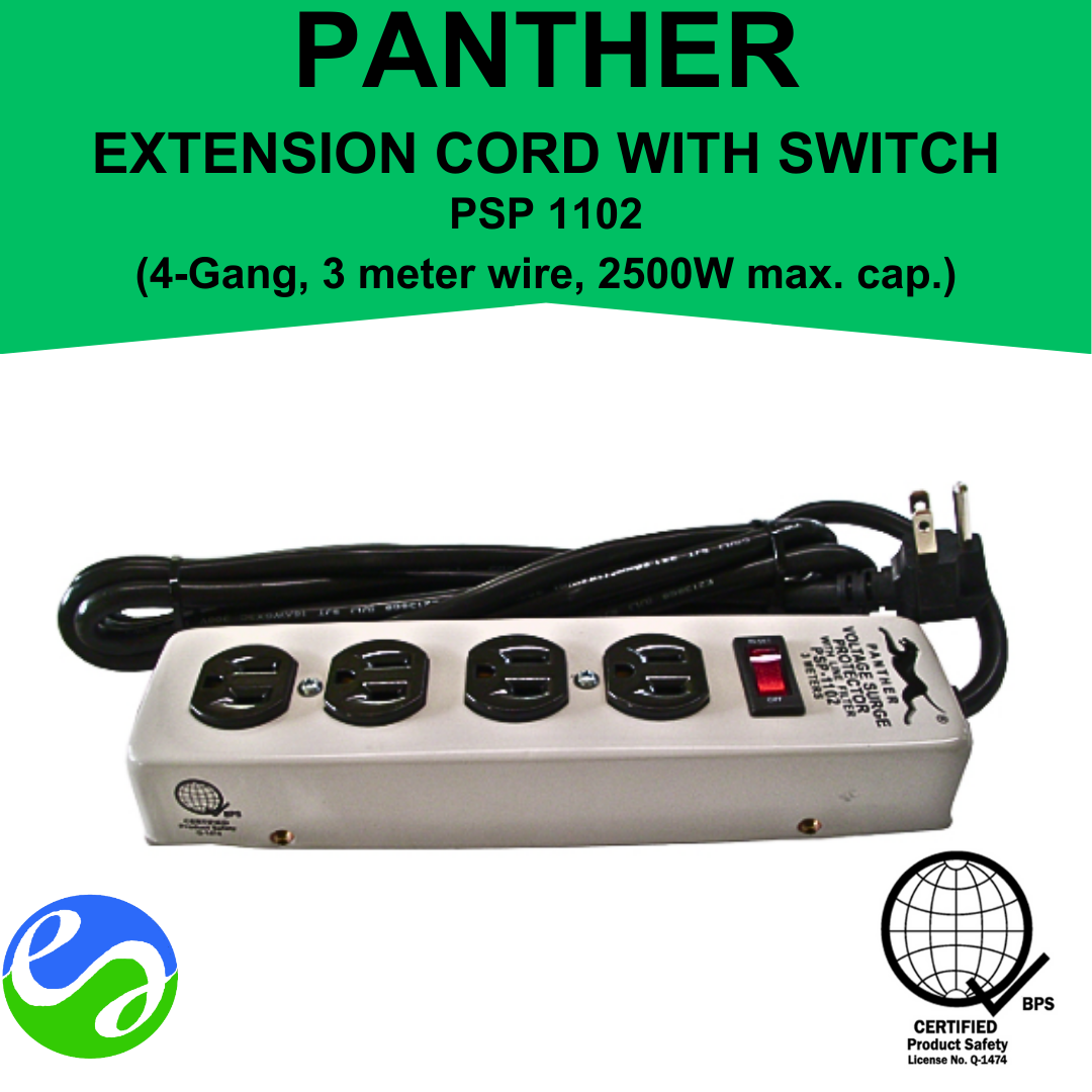 PANTHER – 4 Gang Extension Cord w/ Switch and 3 Meter Wire –  PSP 1102