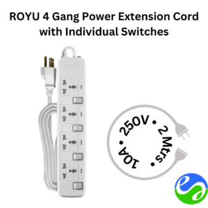 ROYU - 4 Gang Power Extension Cord with Individual Switches