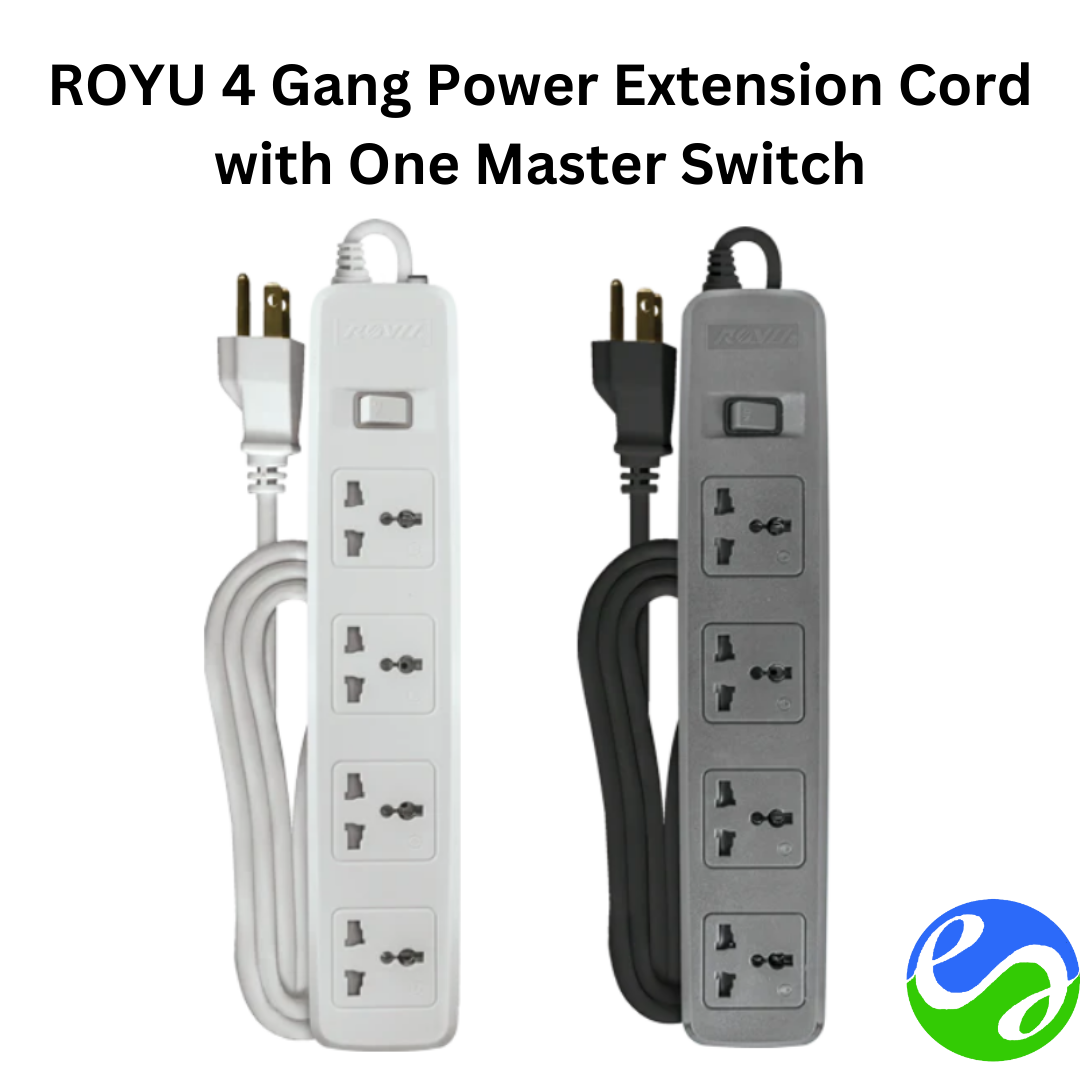 ROYU – 4 Gang Power Extension Cord with One Master Switch