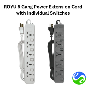 ROYU - 5 Gang Power Extension Cord with Individual Switches