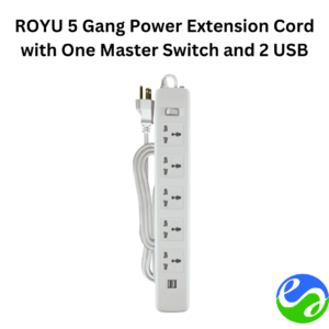 ROYU 5 Gang Power Extension Cord with One Master Switch and 2 USB