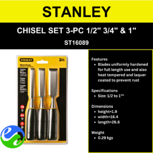 STANLEY - CHISEL SET 3-PC 1/2" 3/4" & 1" -  ST16089