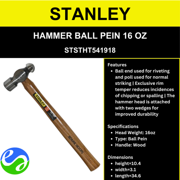 STANLEY - HAMMER BALL PEIN 16 OZ - STSTHT541918