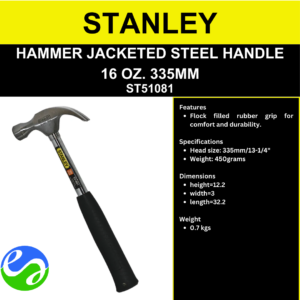 STANLEY - HAMMER JACKETED STEEL HANDLE  16 OZ. 335MM -  ST51081