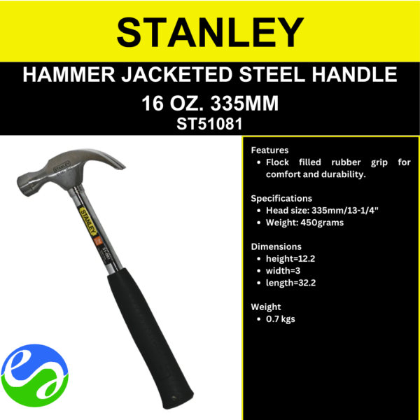 STANLEY - HAMMER JACKETED STEEL HANDLE 16 OZ. 335MM - ST51081