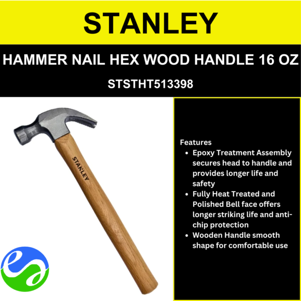 STANLEY - HAMMER NAIL HEX WOOD HANDLE 16 OZ - STSTHT513398