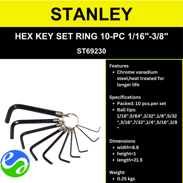 STANLEY - HEX KEY SET RING 10-PC 1_16_-3_8_ -ST69230