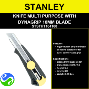 STANLEY - KNIFE MULTI PURPOSE WITH  DYNAGRIP 18MM BLADE -  STSTHT104188