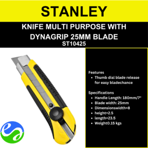 STANLEY - KNIFE MULTI PURPOSE WITH  DYNAGRIP 25MM BLADE -  ST10425