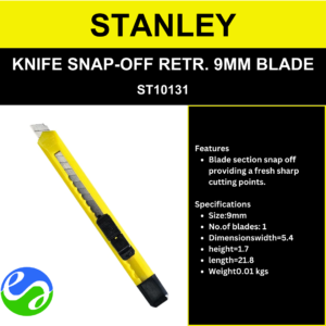 STANLEY - KNIFE SNAP-OFF RETR. 9MM BLADE -  ST10131