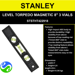 STANLEY - LEVEL TORPEDO MAGNETIC 8" 3 VIALS - STSTHT422918