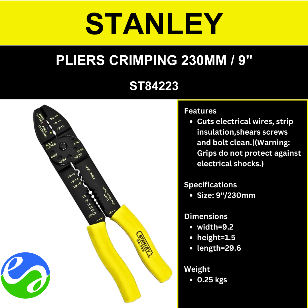 STANLEY – CRIMPING PLIERS 230MM / 9″ – ST84223