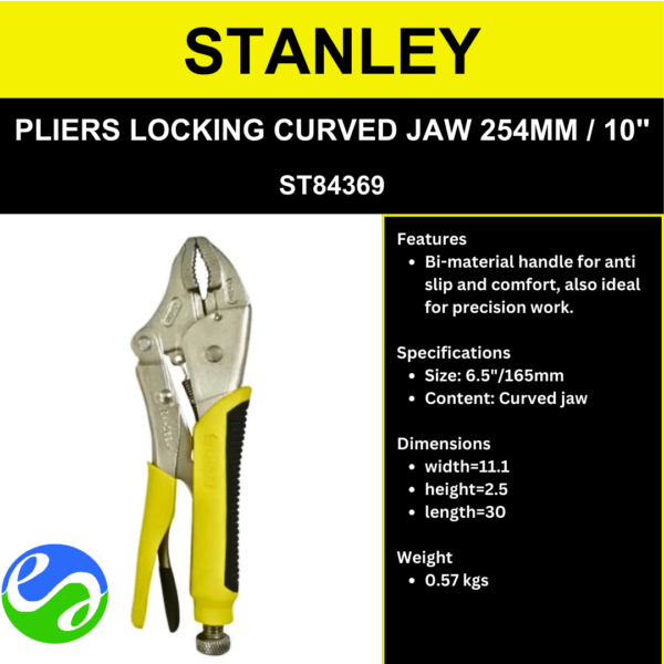 STANLEY - PLIERS LOCKING CURVED JAW 254MM _ 10_ - ST84369