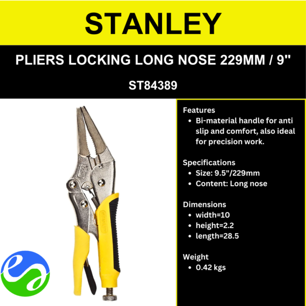 STANLEY - PLIERS LOCKING LONG NOSE 229MM _ 9_ - ST84389