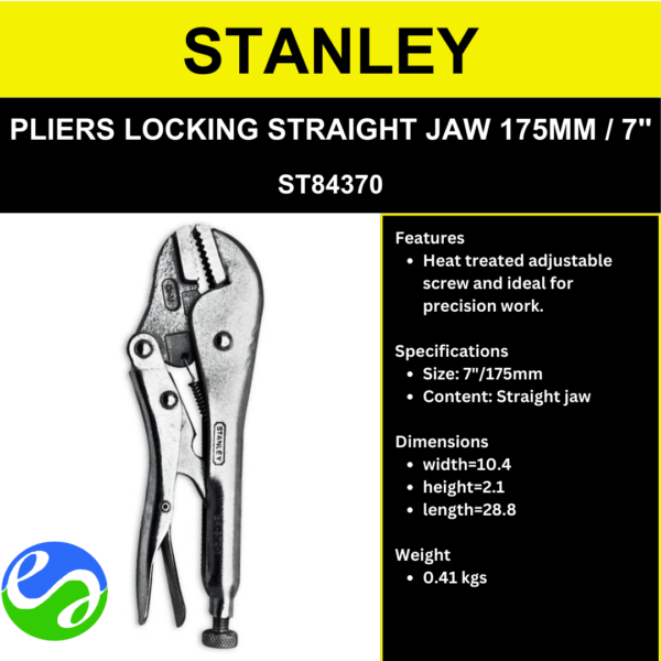 STANLEY - PLIERS LOCKING STRAIGHT JAW 175MM _ 7_ - ST84370