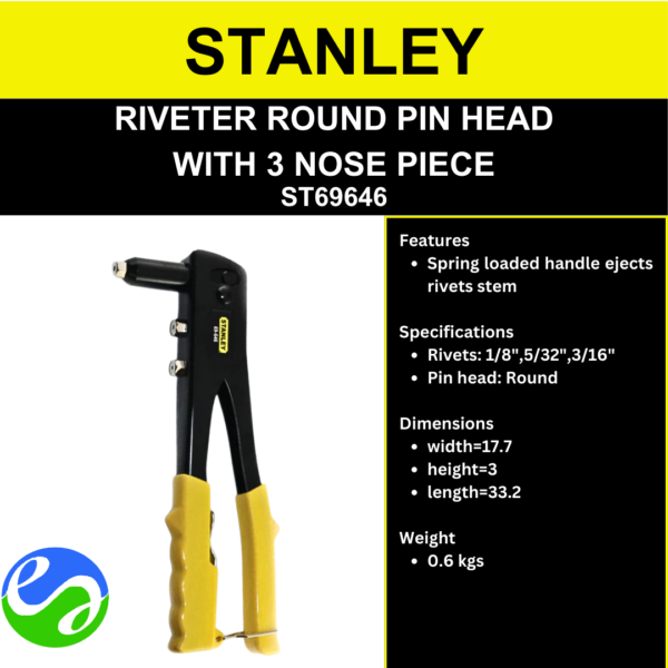 STANLEY - RIVETER ROUND PIN HEAD WITH 3 NOSE PIECE - ST69646