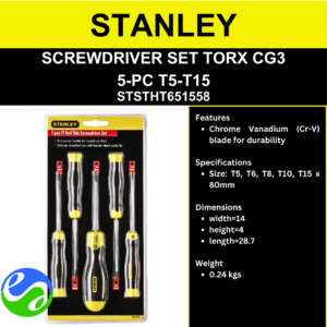 STANLEY - SCREWDRIVER SET TORX CG3  5-PC T5-T15 -  STSTHT651558