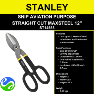 STANLEY - SNIP AVIATION PURPOSE  STRAIGHT CUT MAXSTEEL 12"  -  ST14558