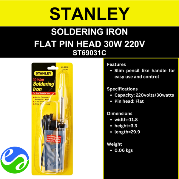 STANLEY - SOLDERING IRON FLAT PIN HEAD 30W 220V - ST69031C